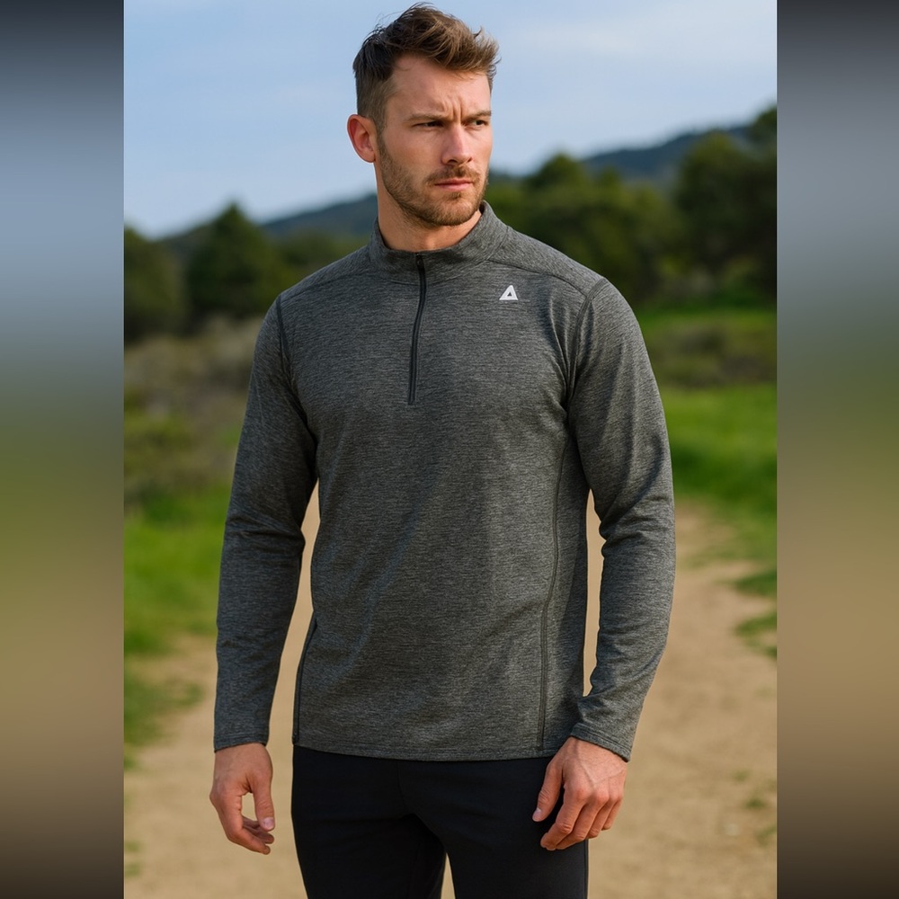 Men’s Reebok Quarter Zip Gray Pullover Top XL Lightweight Outdoor Running